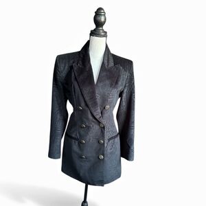 Cache Women’s Longline Textured Black Blazer Gold Buttons Size 6